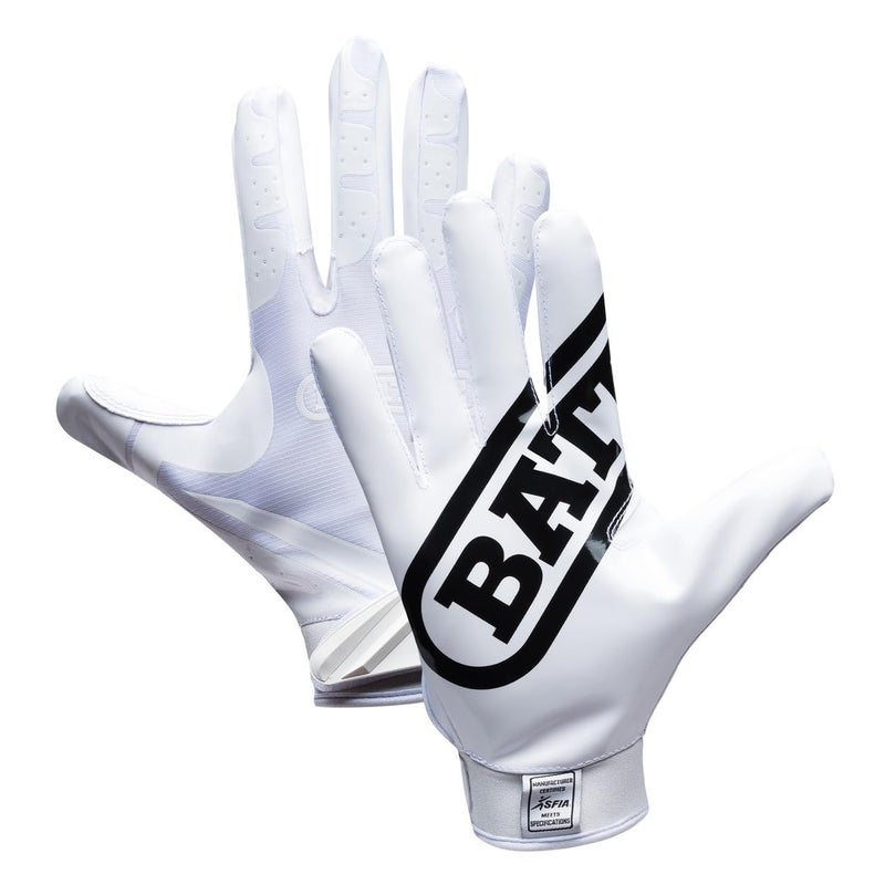 Battle Sports Double Threat Wide Receiver - Adult and Youth Football Gloves - Ultra Stick Gloves - Adult Small, White - Image 1